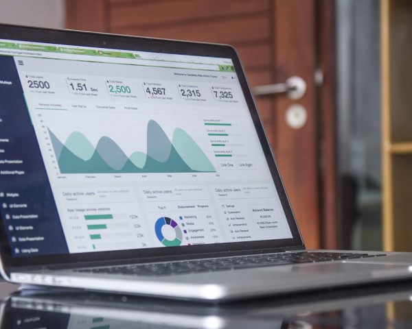 Data on laptop screen