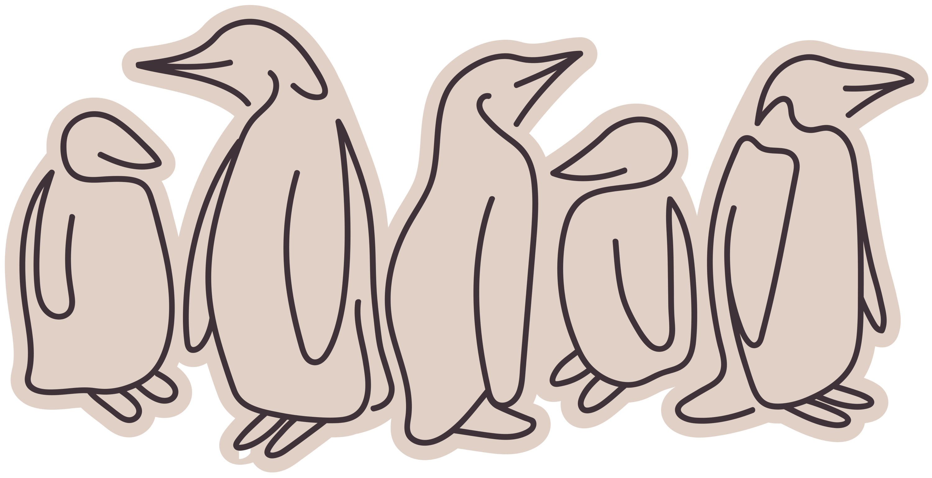 Group of 5 penguins
